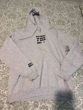 Light Gray Pullover Hoodie with Positive Text